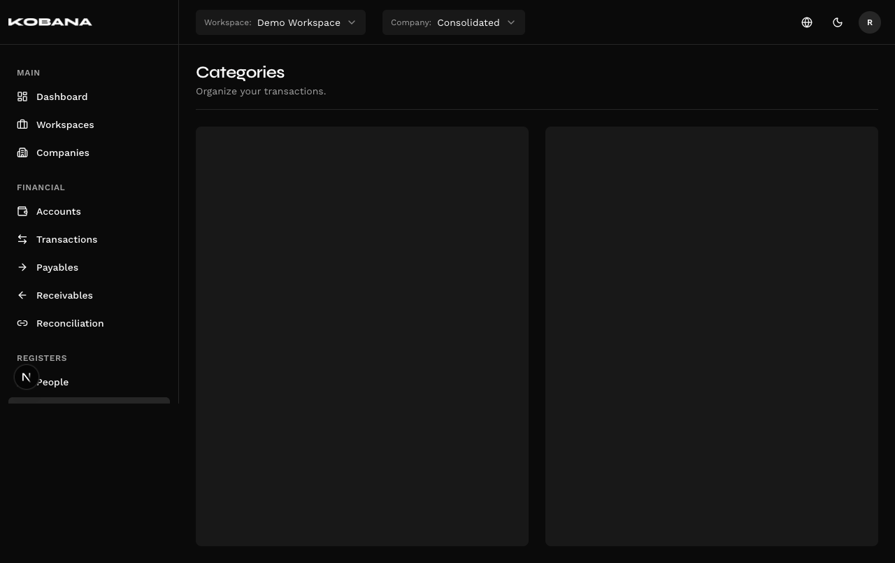 Categories list