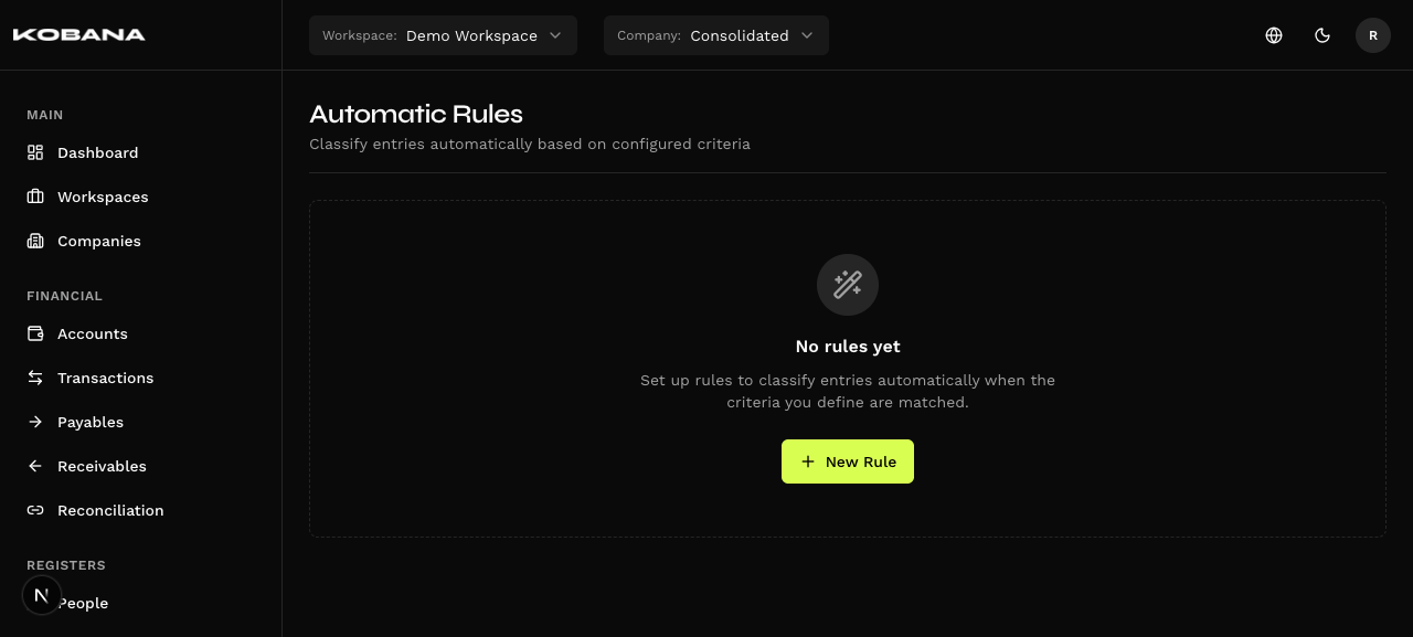 Automatic rules list