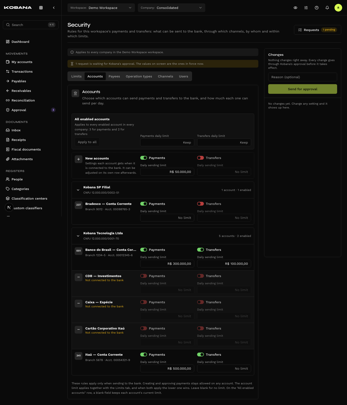 Accounts tab